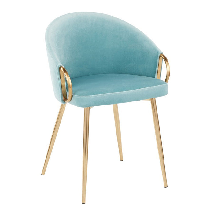 LumiSource Claire Chair, Gold Metal/Light Blue Velvet - CH-CLAIREAUVLBU