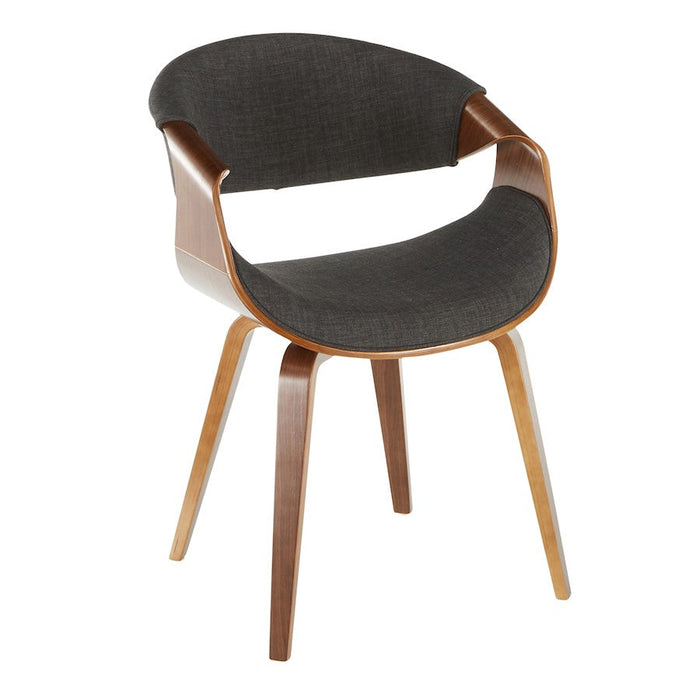 LumiSource Curvo Chair, Walnut Wood/Charcoal Fabric - CH-CRVNLWLCHAR