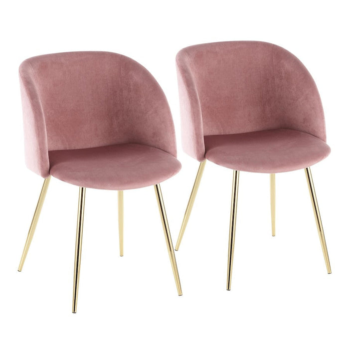 LumiSource Luna Set of 2 Chair, Gold Metal/Pink Velvet - CH-FRANAUVPK2