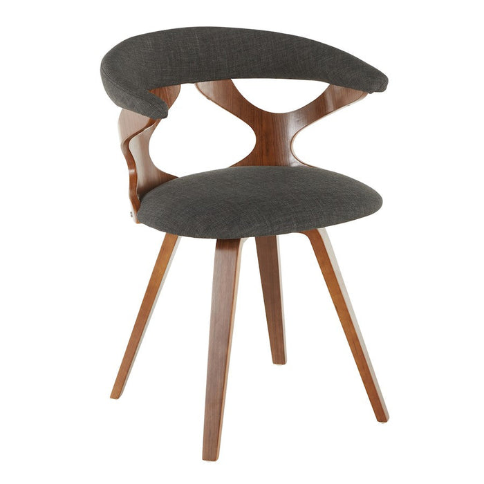 LumiSource Gardenia Chair, Walnut Wood/Charcoal Fabric - CH-GARDWLCHAR