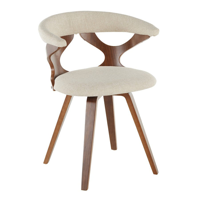 LumiSource Gardenia Chair, Walnut Wood/Cream Fabric - CH-GARDWLCR