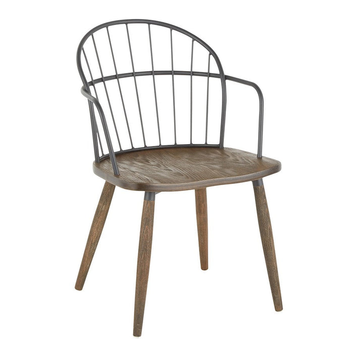 LumiSource Riley Chair, Dark Walnut Wood/Black Metal - CH-RILEYBNBK