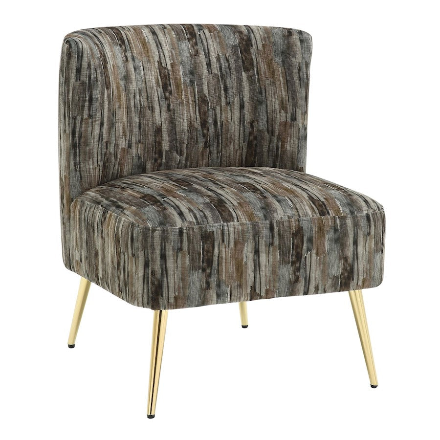 LumiSource Luna Slipper Chair in Gold Metal/Grey Fabric - CHR-FRANSLPAU-GY