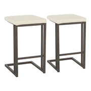 LumiSource Roman Counter Stool, Set of 2, Antique Metal/Cream PU - CS-RMNANCR2