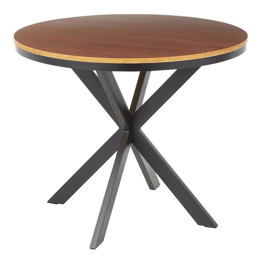 LumiSource X Pedestal Dinette Table, Black Metal/Walnut Wood - DT-XPEDSTLBKWL