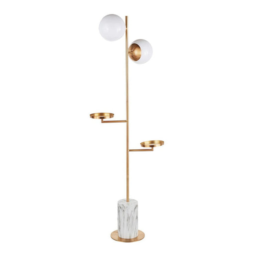 LumiSource Butler Floor Lamp, Gold/White Marble/White - L-BUTLERFLAUWM