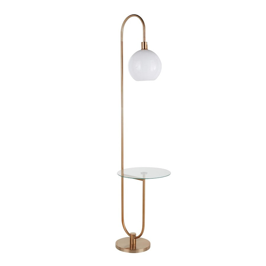 LumiSource Trombone Floor Lamp & Table, Gold/Clear/White Plastic - L-TROMBONEAUW