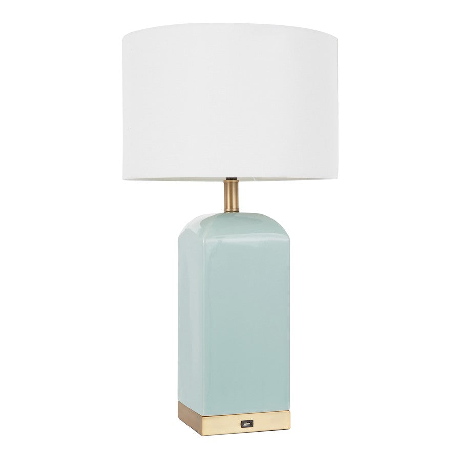 LumiSource Carmen Table Lamp, Antique Brass/White Shade - LS-CARMENABGN