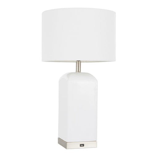 LumiSource Carmen Table Lamp, Stainless Steel/White Ceramic - LS-CARMENSSW
