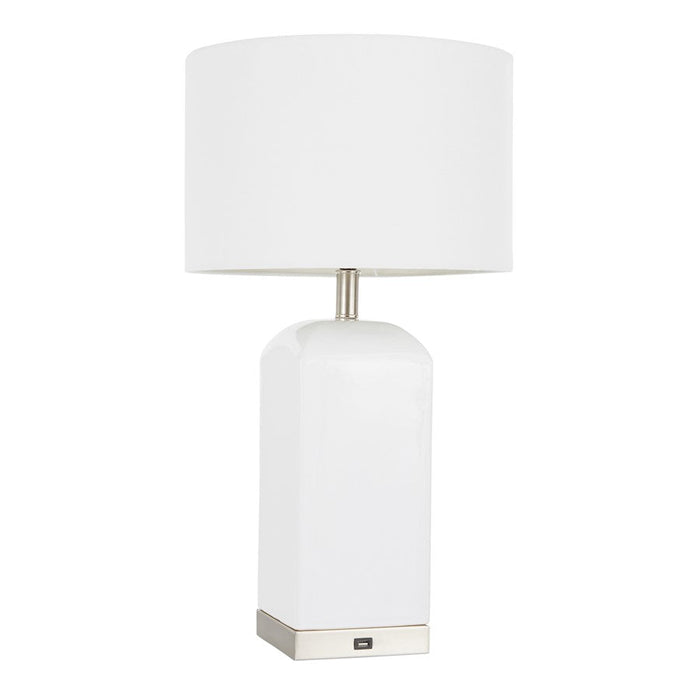 LumiSource Carmen Table Lamp, Stainless Steel/White Ceramic - LS-CARMENSSW