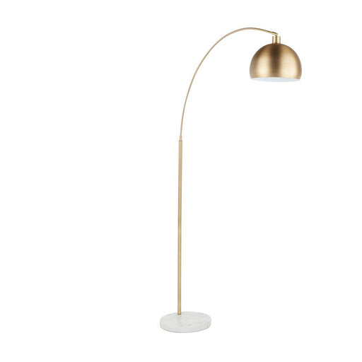 LumiSource March Floor Lamp, White Marble/Antique Brass Metal - LS-MARCHWMAB