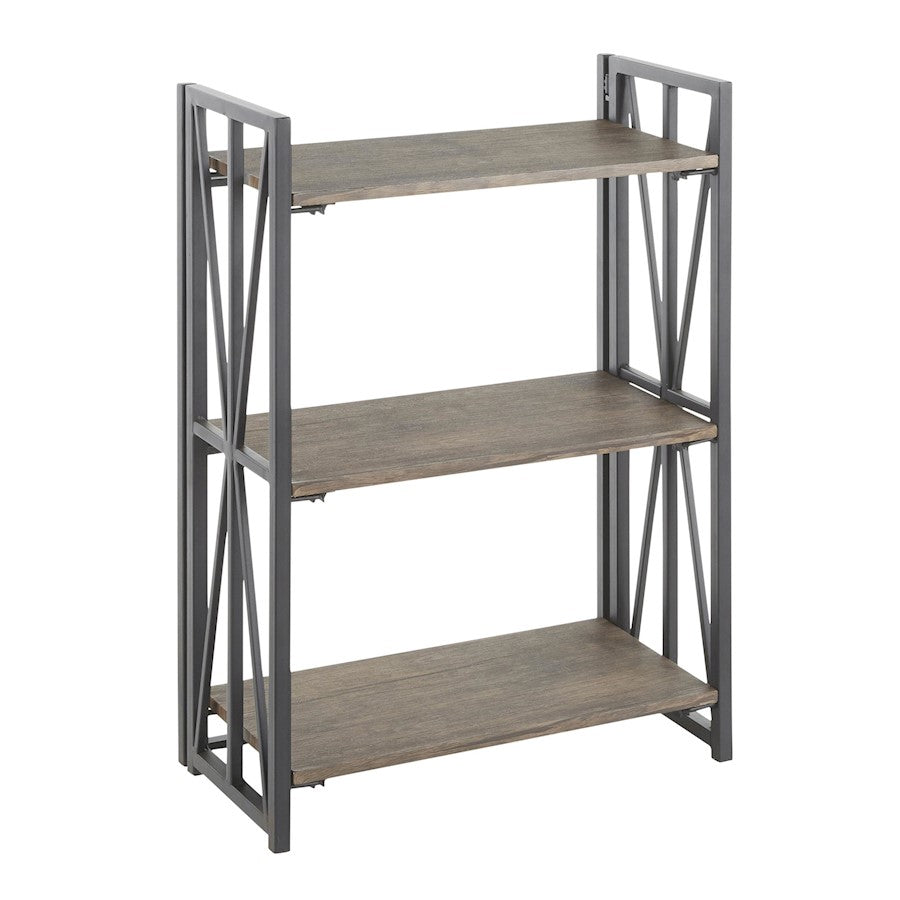 LumiSource Indy Bookcase in Black Metal/Brown Wood - OBC-INDYBKBN