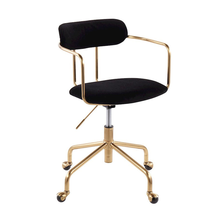 LumiSource Demi Office Chair in Gold Metal/Black Velvet - OC-DEMIAUVBK