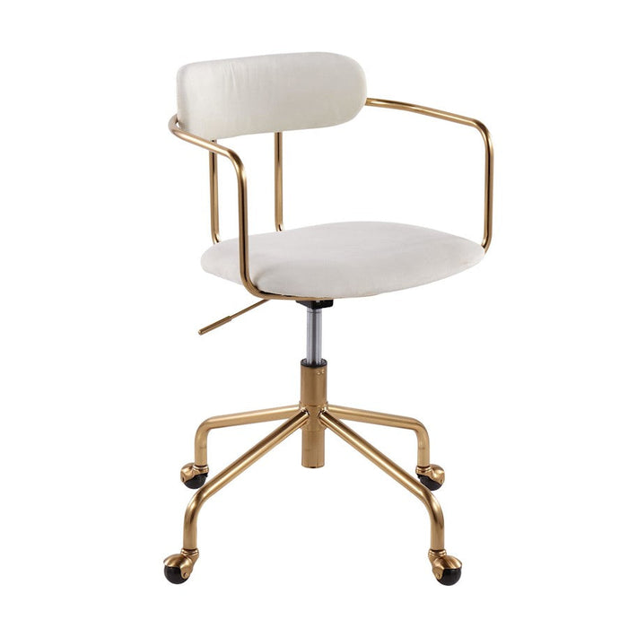 LumiSource Demi Office Chair in Gold Metal/Cream Velvet - OC-DEMIAUVCR