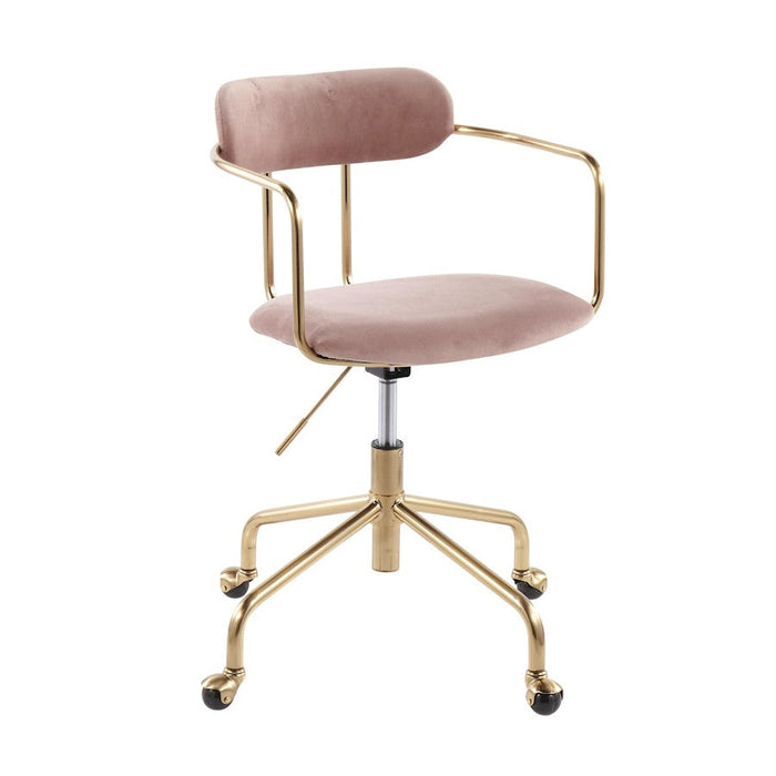 LumiSource Demi Office Chair in Gold Metal/Pink Velvet - OC-DEMIAUVPK