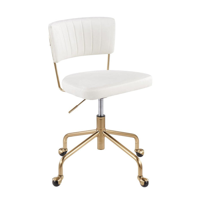 LumiSource Tania Task Chair in Gold Metal/Cream Velvet - OC-TANIAAUVCR