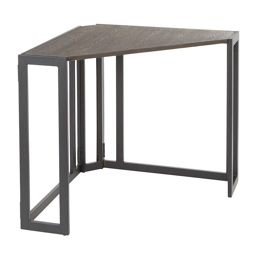 LumiSource Roman Corner Desk, Black Metal/Espresso Bamboo - OFD-CROMANBKES