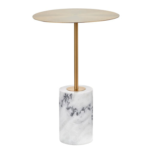 LumiSource Symbol Side Table in Gold Metal/White Marble - TB-SYMBOLAUWM