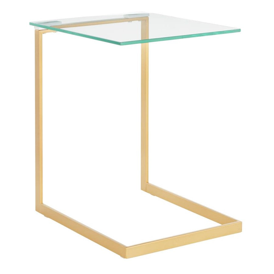 LumiSource Zenn End Table, Gold Metal/Clear Glass - TB-ZENNAU-GLS