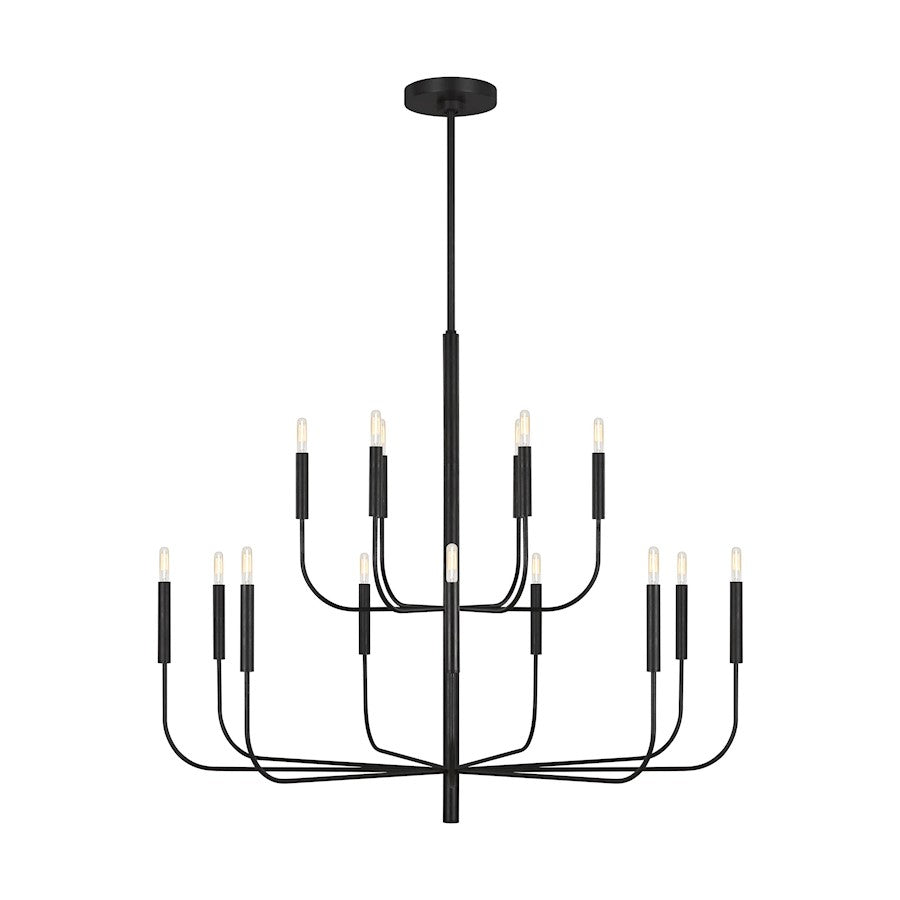 Ellen Brianna 15 Light Two-Tier Chandelier, Aged Iron - EC10015AI