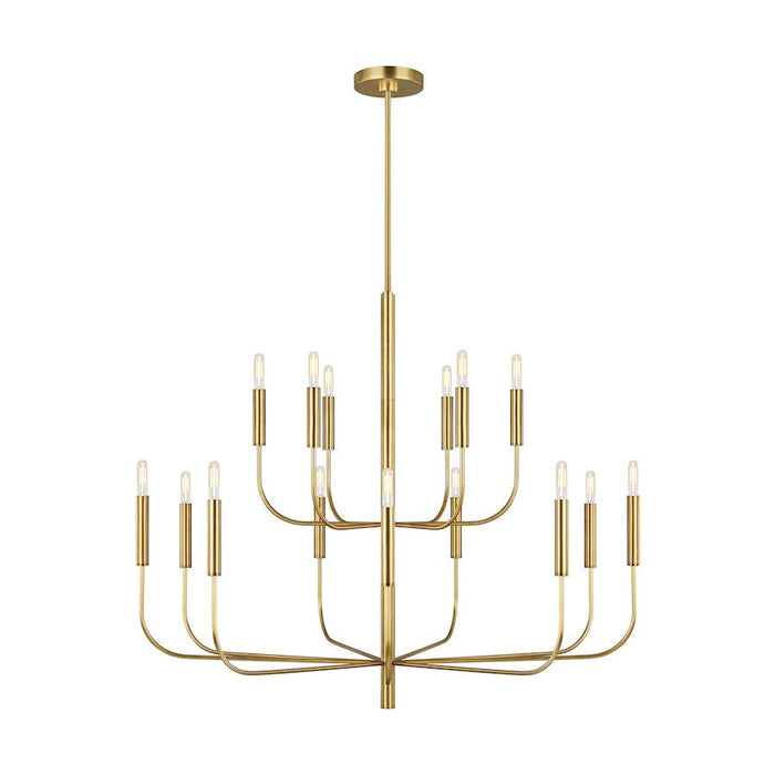 Ellen Brianna 15 Light Two-Tier Chandelier, Burnished Brass - EC10015BBS