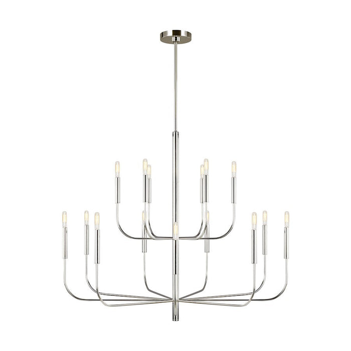 Ellen Brianna 15 Light Two-Tier Chandelier, Polished Nickel - EC10015PN