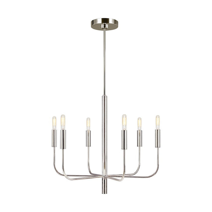 Ellen Brianna 6 Light Chandelier, Polished Nickel - EC1006PN