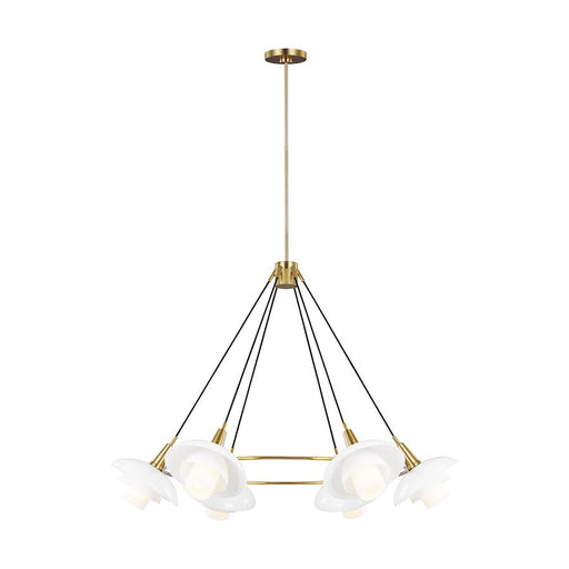 Ellen Rossie 6 Light Chandelier, Burnished Brass/Milk White - EC1226BBS