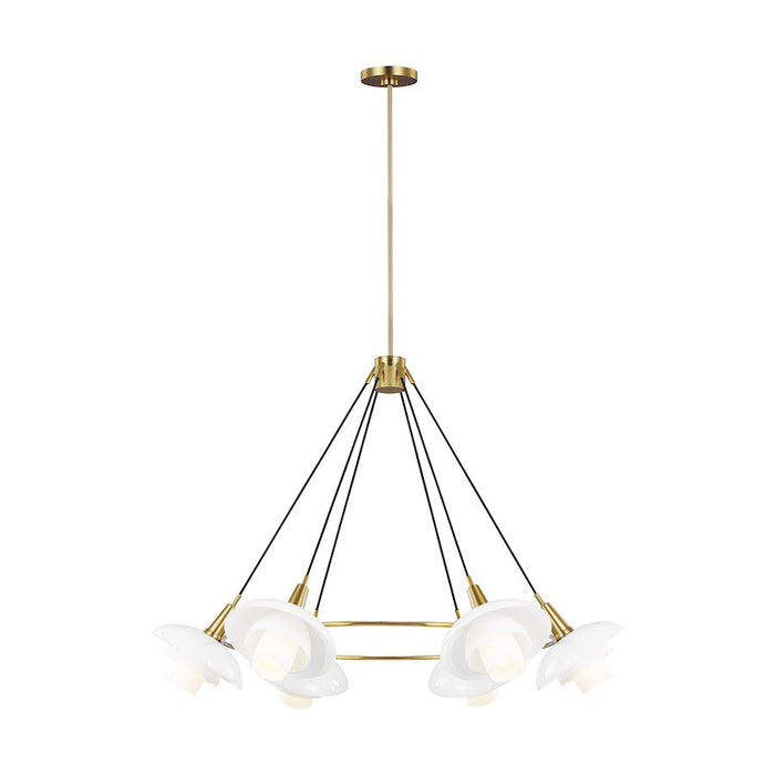 Ellen Rossie 6 Light Chandelier, Burnished Brass/Milk White - EC1226BBS