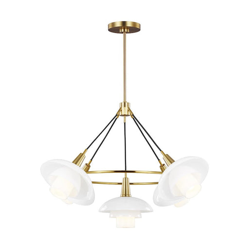 Ellen Rossie 5 Light Chandelier, Burnished Brass/Milk White - EC1235BBS