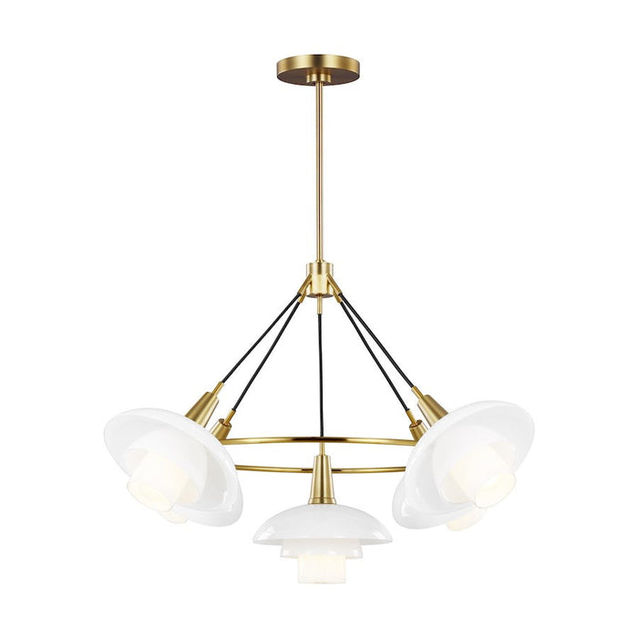 Ellen Rossie 5 Light Chandelier, Burnished Brass/Milk White - EC1235BBS