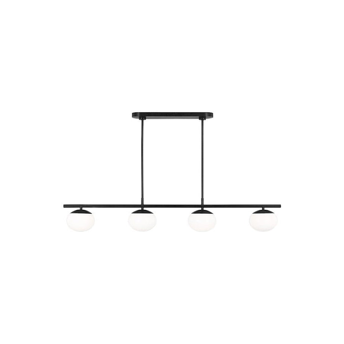 ED Ellen DeGeneres Lune 4 Light 7" Linear Chandelier, Iron/Milk White - EC1264AI