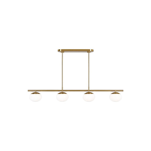 ED Ellen DeGeneres Lune 4 Light 7" Linear Chandelier, Brass/ White - EC1264BBS