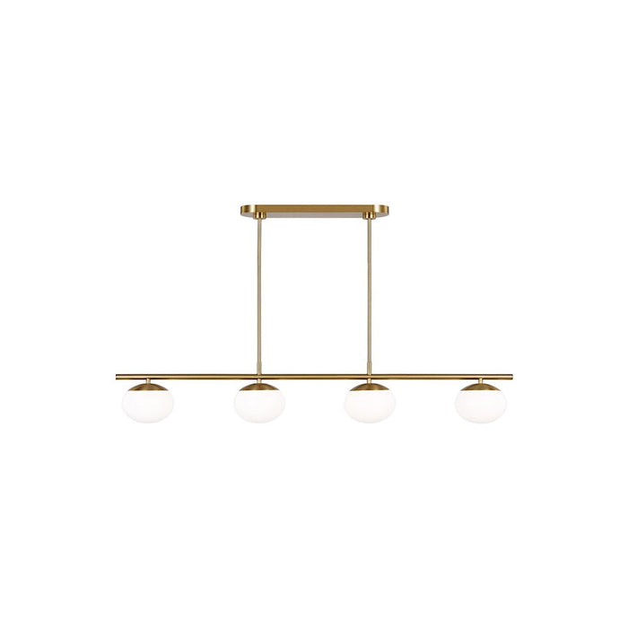 ED Ellen DeGeneres Lune 4 Light 7" Linear Chandelier, Brass/ White - EC1264BBS