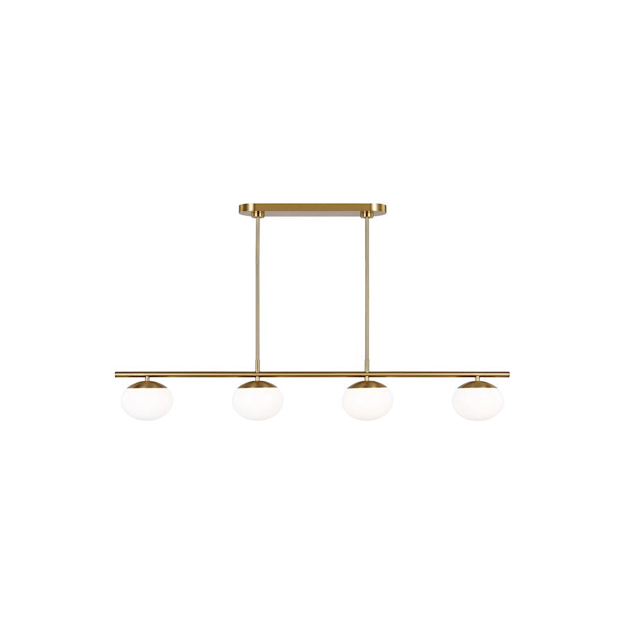 ED Ellen DeGeneres Lune 4 Light 7" Linear Chandelier, Brass/ White - EC1264BBS