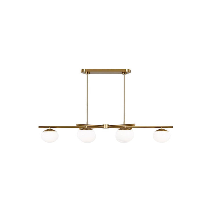 ED Ellen DeGeneres Lune 6 Light 18" Linear Chandelier, Brass/White - EC1276BBS