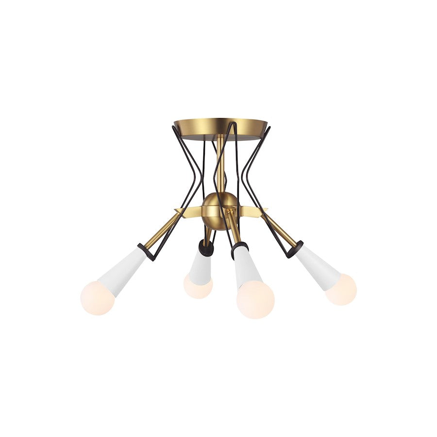 Ellen Piro 4 Light Flush Mount, Burnished Brass - EF1044MBKBBS