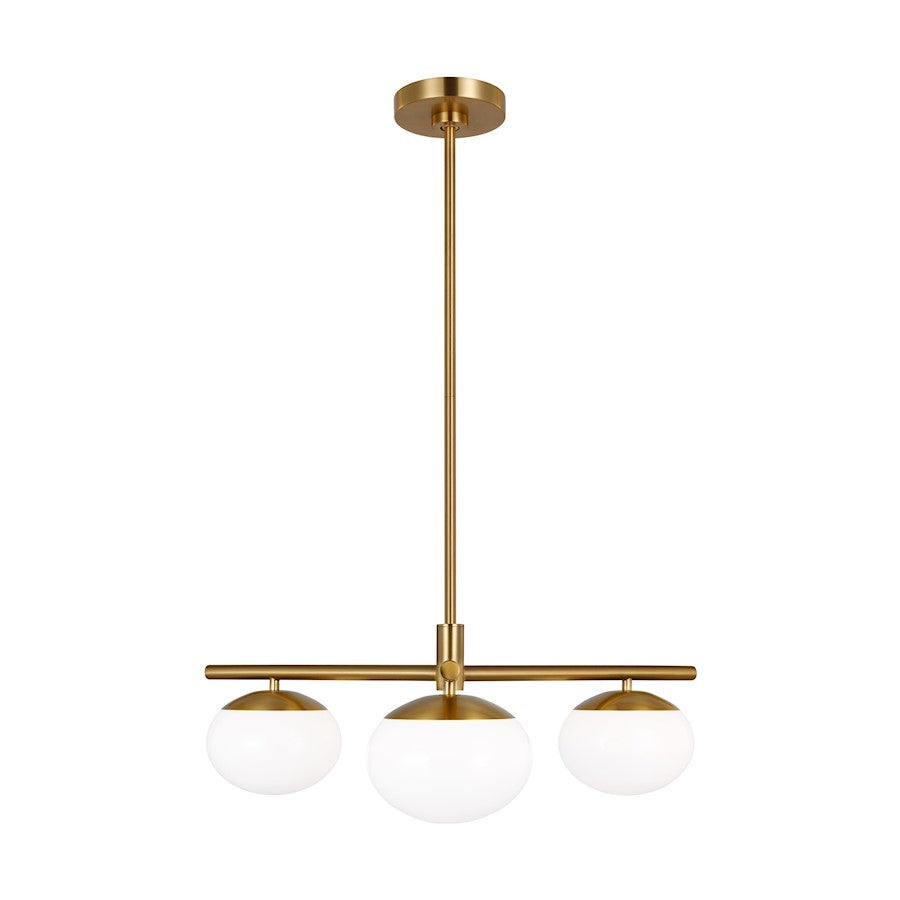 ED Ellen DeGeneres Lune 3 Light Semi-Flush Mount, Brass/Milk White - EF1063BBS