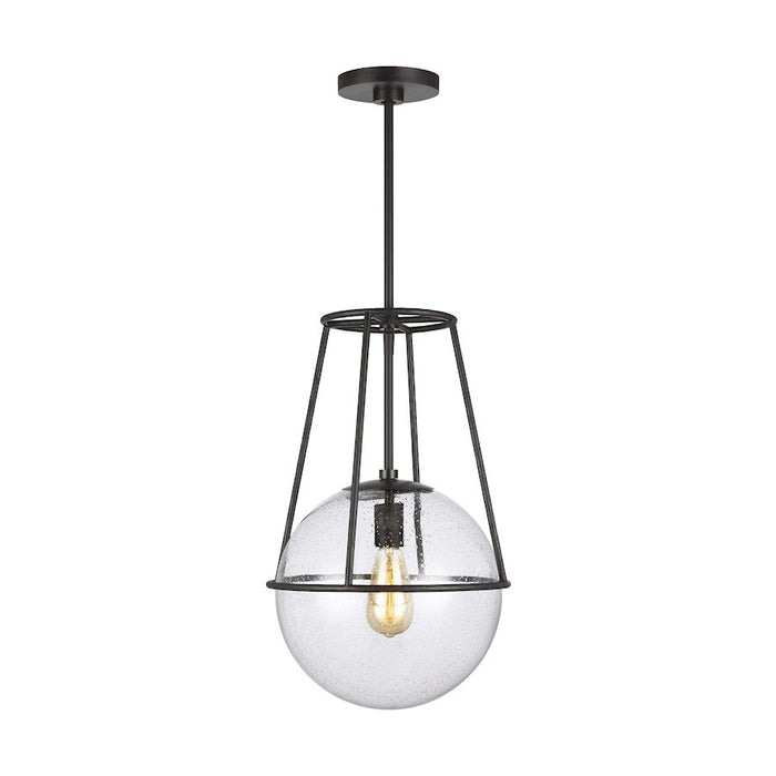 Ellen Atlas 1 Light Pendant, Aged Iron/Clear Seeded - EP1101AI