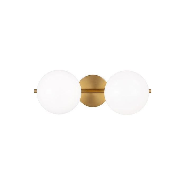 ED Ellen DeGeneres Lune 2 Light Vanity, Burnished Brass/Milk White - EV1012BBS