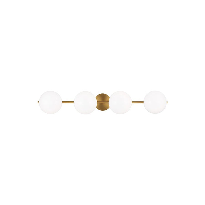 ED Ellen DeGeneres Lune 4 Light Vanity, Burnished Brass/Milk White - EV1014BBS