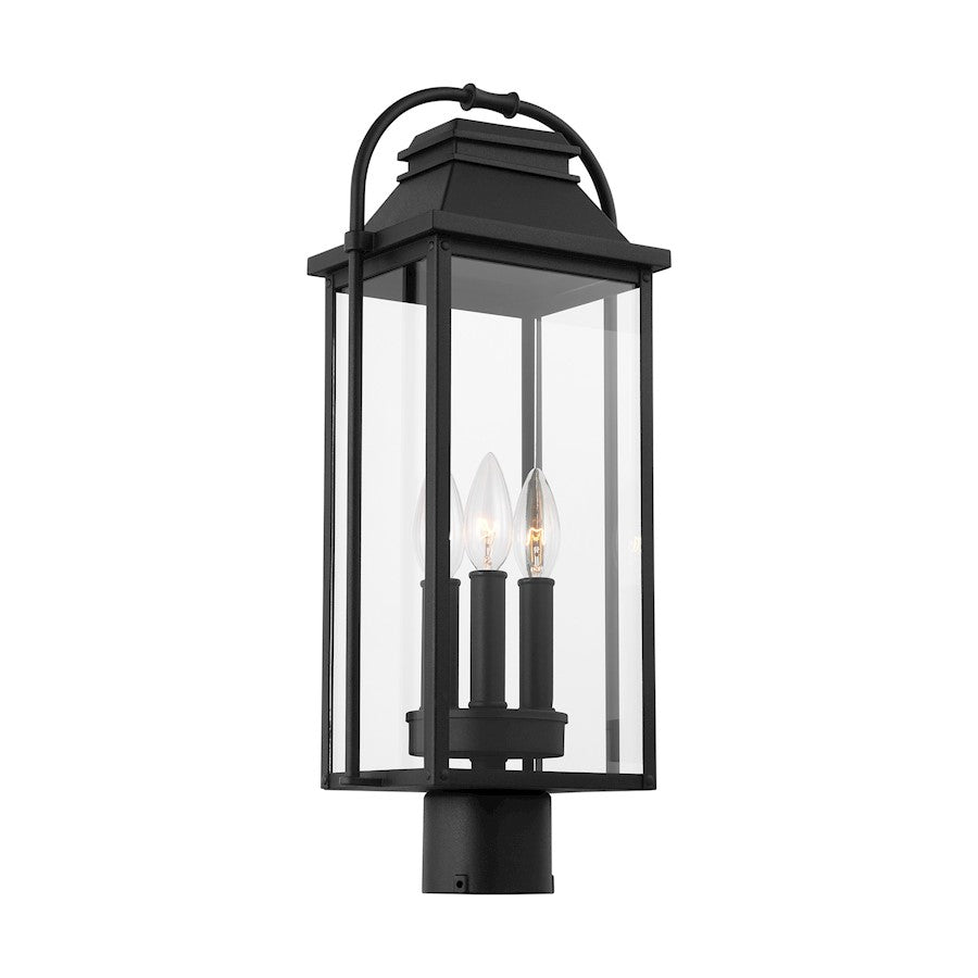 Feiss Wellsworth 3-Lt Outdoor Post Lantern, Black/Clear - OL13207TXB