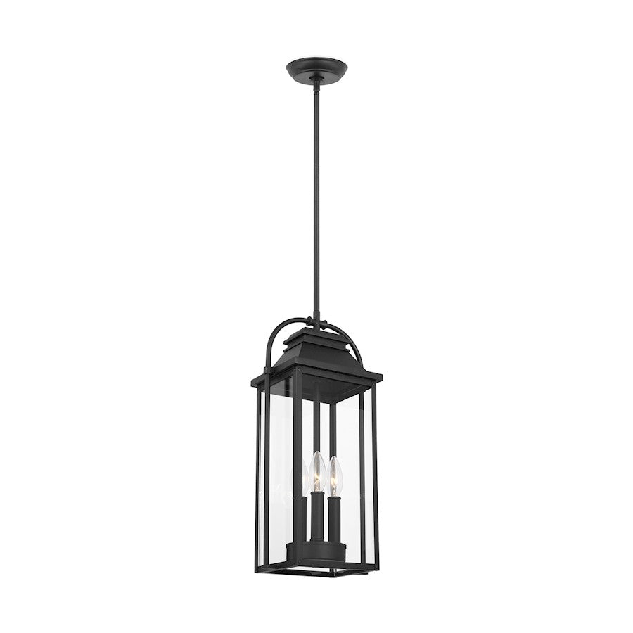 Feiss Wellsworth 3-Lt Outdoor 9" Pendant, Black/Clear - OL13209TXB