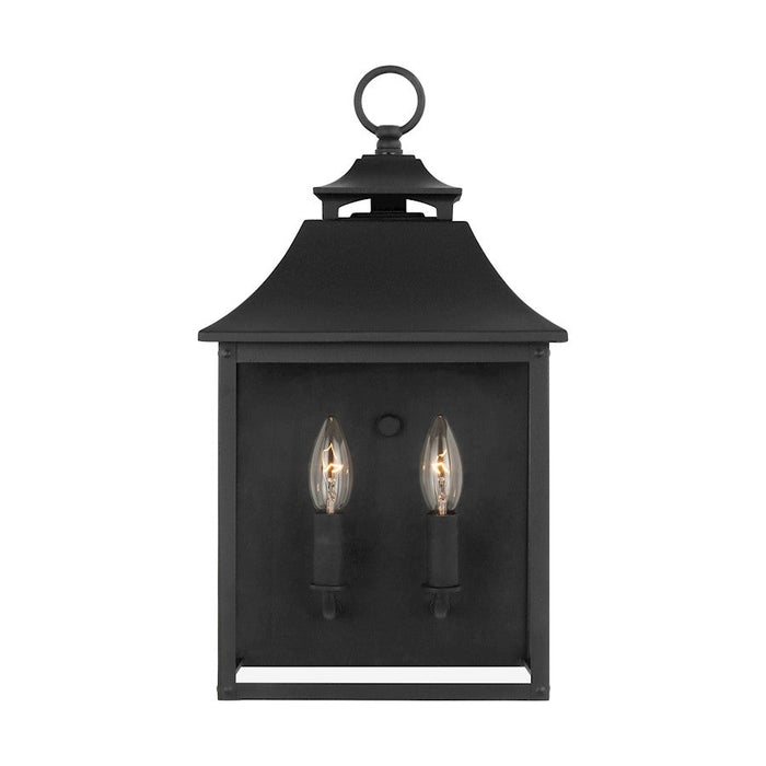 Feiss Galena 2-Lt Outdoor Pocket Wall Sconce, Black/Clear Seeded - OL14400TXB