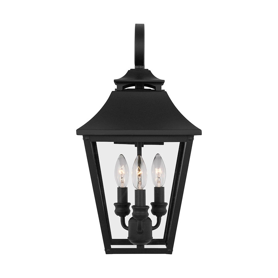 Feiss Galena 3-Lt Outdoor 10" Sconce, Black/Clear Seeded - OL14403TXB