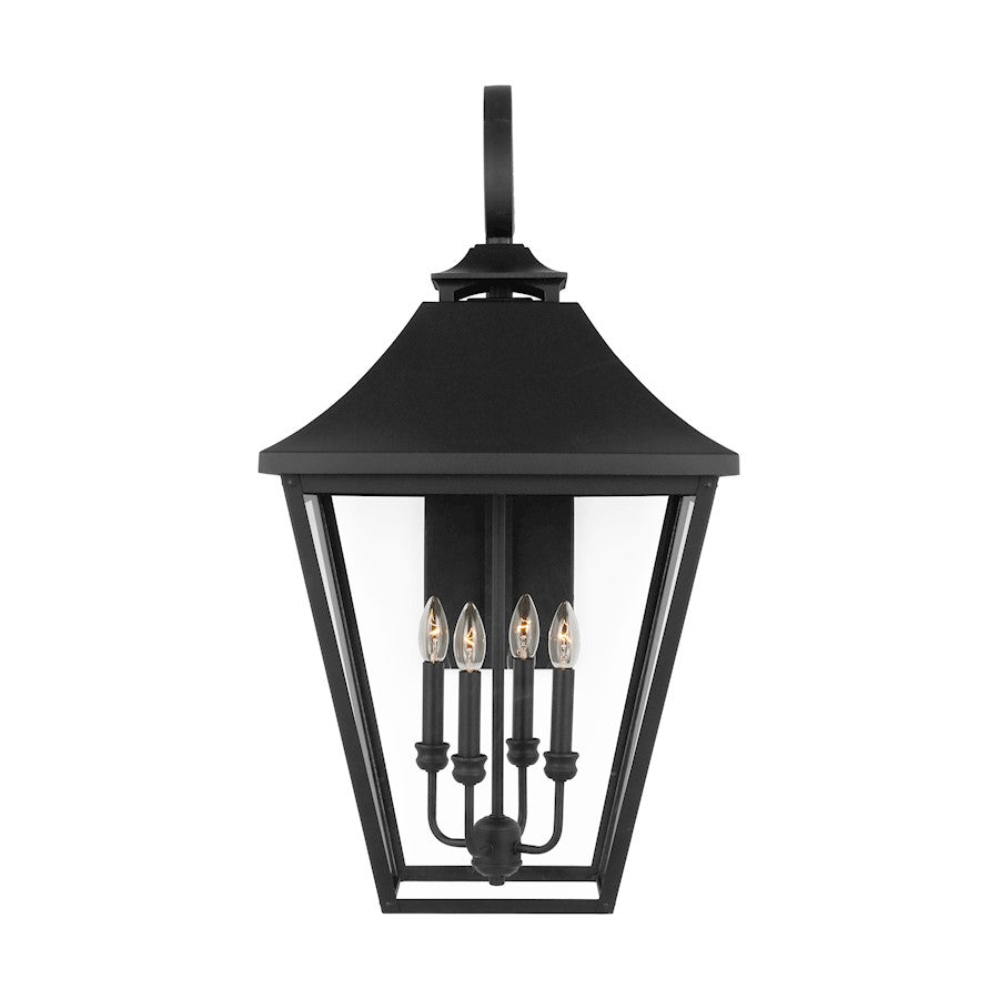 Feiss Galena 4-Lt Outdoor 17" Sconce, Black/Clear Seeded - OL14405TXB