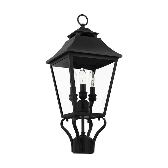 Visual Comfort Studio Galena 4-Lt Outdoor 13" Post Lantern, BK/Seed- OL14407TXB