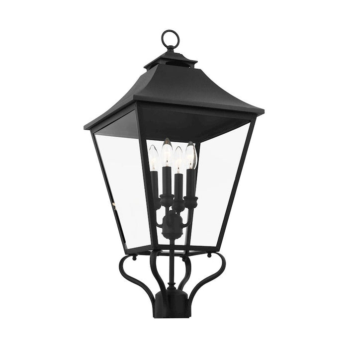 Feiss Galena 4-Lt Outdoor 13" Post Lantern, Black/Clear Seeded - OL14407TXB