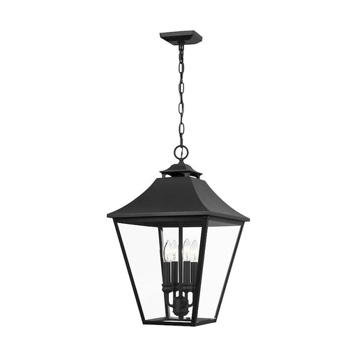 Feiss Galena 4-Lt Outdoor 13" Pendant, Black/Clear Seeded - OL14408TXB