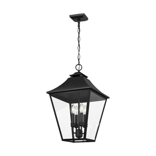 Visual Comfort Studio Galena 4-Lt Outdoor 18" Pendant, Black/Seed- OL14409TXB